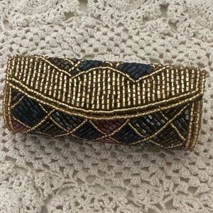 Vintage Beaded Lipstick Case with Mirror